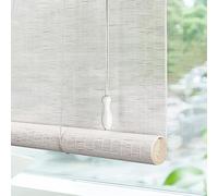 Persiana Enrollable de Bambú Blanco Estor de bambú Cortinas Estores Privacidad Protección Rollo bambú Ventanas para Sala de Té al Aire Libre Porche Patio Gazebo,personalizable (W65 x H130cm)
