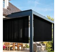 Persiana Enrollable Exterior - Cortina de Sol para Terraza, Opaca y Térmica, Pantalla de Privacidad a Medida para Ventanas, Pérgola, Porche, Balcón(Negro)