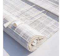 Persianas Enrollables de Bambú para Exteriores Natural,Cortina de Bambu-Blanco,Vertical Enrollar,para la Decoración de Particiones Domésticas para Pabellón Baño de Oficina (100*240cm/39*95in,B)