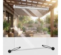 Persianas Enrollables Exterior PVC Transparente 0.8mm para Terraza | Toldo vertical exterior resistente con elevación por cadena y fijación inferior segura(W140xH250cm)