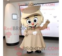 Personaje REDBROKOLY mascota de un reloj de arena beige vestido con culottes y clips para zapatos
