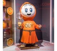 Personaje REDBROKOLY mascota de un reloj de arena naranja vestido con una sudadera y relojes digitales