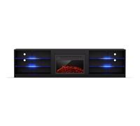 Perth Medium Mueble TV bajo chimenea eléctrica, 160 x 40 x 30 cm, LED