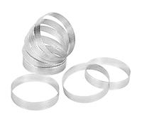 Pesfehhy Anillo de Tarta de Acero Inoxidable de 8 Piezas Anillo de Mousse de Pastel Perforado Resistente Al Anillo de Tarta Redondo Doble Enrollado Molde de Metal de 10 Cm