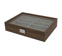 Pesfehhy Caja de ExhibicióN de Almacenamiento de Gafas de Sol de Madera de Nogal 8 Ranuras de Almacenamiento de Gafas de Sol Vitrina Organizador de Gafas Coleccionista de Joyas