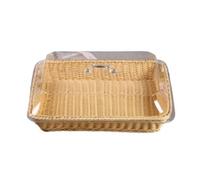 Pesfehhy Cesta con Tapa,Cesta con Tapa para Alimentos,Cesta para Servir Alimentos de Mesa,Cesta de Picnic Tejida,Cesta de Pan para Servir Beige