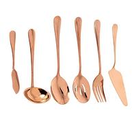 Pesfehhy Juego de Cubiertos de 6 Piezas para Servir Cubiertos, Juego de Utensilios para Servir, Incluye Servidor para Pasteles, Cuchara Ranurada para Servir Rosa