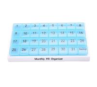 Pesfehhy Organizador de PíLdoras Mensual 31 Compartimentos, 1 por DíA, 4 Semanas Mes Completo 31 DíAs Organizador de PíLdoras, Azul