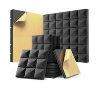 Pesfehhy Paquete de 12 Paneles de Espuma una Prueba de Sonido con Autoadhesivos, Paneles AcúSticos de 12 X 12 X 2 Pulgadas, Paneles de Pared Insonorizados Negros
