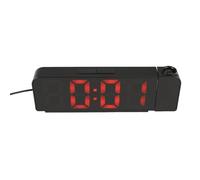 Pesfehhy RotacióN de 180° ProyeccióN Despertador 12/24H LED Reloj Digital Carga USB Proyector de Techo Despertador (Rojo)