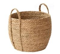 Pesoncarl Cesta para macetero Tejida, 10, 2x11, 8 Pulgadas, Cesta para macetero de Pasto Marino, ratán Redondo con asa, Planta de Mimbre para Almacenamiento de Plantas y lavandería