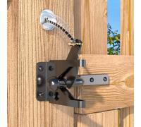 Pestillo de puerta con tirador de cable de resorte para puerta de valla, acero al carbono, negro, pestillo de puerta de valla con autobloqueo, pestillo de puerta para valla de madera, pestillo de