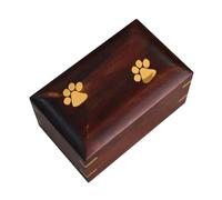 Pet Ashes Box, Wooden Memorial Urn, Keepsake Memory Box, Paw Print Respect