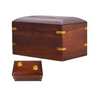 Pet Ashes Urn, Wooden Memorial Cremation Box With Paw Print Design & Photo