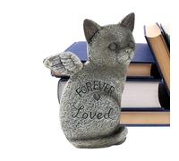 Pet Memorial Stones | Resin Weatherproof Cat Memorial Grave Stone Statue | Weatherproof Statue Markers Graves Stone | Pet Grave Markers | For Offices Cafes Bookstores Bookshelves Display Indoor Garden