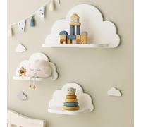 Petit Déco Montessori - Estantería de pared para habitación infantil (3 unidades, montaje sencillo y respetuoso con el medio ambiente), color blanco