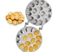 PetriStor Molde de galletas de nogal Oreshnitsa (Oresheki Nuts 16 moldes de la URSS) Maker 16 Wells Griddle Nuts Mini por