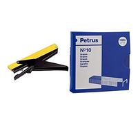 Petrus 44730 - Grapadora pequeña de tenaza, 1 unidad & Grapas, 10 hojas, Largo 4 mm, 1000 grapas, Modelo 10, 55706