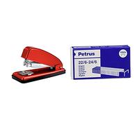 PETRUS 44793 - Grapadora para oficina gama Clásica modelo 226 color rojo + Grapas- Caja de 1000 grapas de 22/6-1 caja, 55723