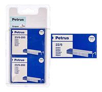 Petrus Grapas, 20 hojas, Largo 6 mm, 1000 grapas, Modelo 23/6-200, 55782 & 22/6 - Grapas