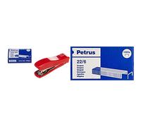 Petrus Liliput 200 Grapadora Portátil con Capacidad para 12 Hojas y con Caja de 1.000 Grapas, & 22/6 - Grapas
