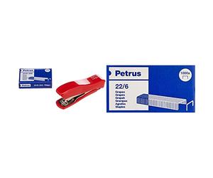 Petrus Liliput 200 Grapadora Portátil con Capacidad para 12 Hojas y con Caja de 1.000 Grapas, & 22/6 - Grapas