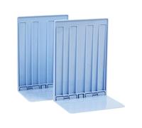 PETSOLA 2 Piezas Sujetalibros Plegable Soporte para Libros Organizador de Libros Decorativo L Plástico Resistente Plegable Apto para Organización en Mesa, Azul, Individual