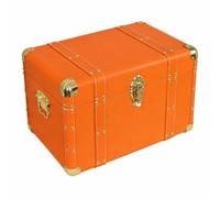 PETSOLA Baúl con Exterior PU Reforzado Baúl con Cerrojo Broche Maleta corativa para Sala estar, Coche, Naranja