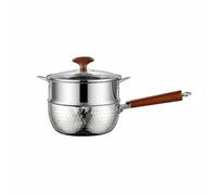 PETSOLA Cazo de Acero Inoxidable Olla Cazo para Sopa Base Compósita y Cuerpo Grueso para Calentar Parejo con Acabado Martillado Adecuado para Calentar Leche, 20 Cm