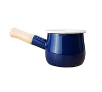 PETSOLA Cazo de Leche Esmalte Olla Pequeña Calienta Sopa con Vertedor Y Fondo Plano Adecuado para Hogar Hotel Cocina Cafetería, Azul, tal como se describe
