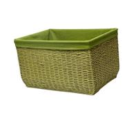 PETSOLA Cesta Tejida Organizador Portaobjetos para Juguetes Ropa Toallas Forro Extraíble Diseño Hueco Transpirable Adecuada para Baño Dormitorio Sala de Estar , Pequeño, Verde