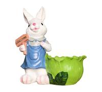 PETSOLA Maceta Decorativa de Exterior Maceta Jardín Adorno Macetero Escultura Conejo con Base de Hoja Grabada para Plantas y Exhibición Adecuada para Balcones, Blanco, Azul, Verde, 1 Pieza