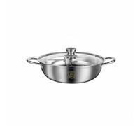 PETSOLA Olla de Dos Compartimentos Olla Caliente Cazuela de Acero Inoxidable 304 con Superficie Lisa Calefacción Uniforme, 32 Cm, Olla De Pato Mandarín De Acero Inoxidable 304 Engrosado Con Tapa