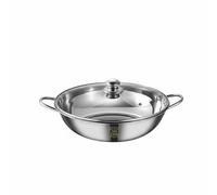 PETSOLA Olla de Dos Compartimentos Olla Caliente Cazuela de Acero Inoxidable 304 con Superficie Lisa Calefacción Uniforme, 34 Cm, Olla De Sopa Clara De Acero Inoxidable 304 Engrosado Con Tapa