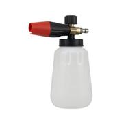 PETSOLA Pulverizador de Alta Presión Lanza de Espuma Pistola Lavadora Botella de Detergente con Perilla de Ajuste y Succión Interna Conexión Rápida de 1/4, Boquilla Roja con Botella Blanca