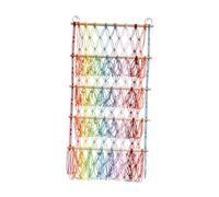 PETSOLA Red Organizador de Juguetes de Peluche Red Colgante para Almacenamiento de Peluches Soporte Juguetes Organizador sobre Puerta Boho Material Madera Alg, Multicolor, tal como se describe