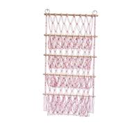 PETSOLA Red Organizador de Juguetes de Peluche Red Colgante para Almacenamiento de Peluches Soporte Juguetes Organizador sobre Puerta Boho Material Madera Alg, Rosa, tal como se describe