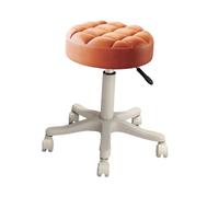 PETSOLA Rolling Stools Taburete Redondo Giratorio con Asiento de PU Descansa Pies Y Altura Ajustable Estructura de Metal Acolchado Grueso Adecuado para Salón, Naranja
