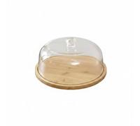 PETSOLA Soporte para Pasteles Transparente Base de Madera Plato Giratorio Campana Acrílica Bandeja Tortas Expositor Rotatorio Fácil de Limpiar Adecuado para, Estilo 2