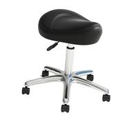 PETSOLA Taburete Giratorio Profesional para Salón Asiento Ergonómico con Respaldo Ajustable Ruedas Tapizado en Cuero PU Acolchado Grueso Adecuado, Negro
