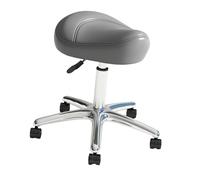 PETSOLA Taburete Giratorio Profesional para Salón Asiento Ergonómico con Respaldo Ajustable Ruedas Tapizado en Cuero PU Acolchado Grueso Adecuado, Gris