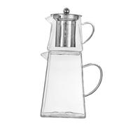PETSOLA Tetera Combinada de Vidrio Tetera de Acero Inoxidable 1.3L/1.8L Fácil de Usar Tetera Agua Hervida Doméstica, grande