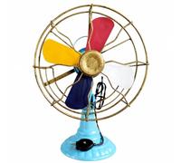 PETSOLA Ventilador Mesa Vintage Pintado a Mano Ventilador Ornamental Estilo Europeo Clásico para Hogar, Bar,