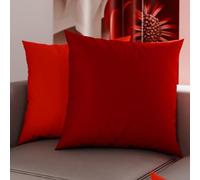 PETTI Artesanos Italianos - Par de Fundas de Cojín de Microfibra de 30x30 cm, Cojines Decorativos para Dormitorio, Cojines para Sofá, Juego de 2 Fundas de Cojín, Funda de Almohada Doble en Rojo y Burd