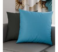 Petti Artesanos Italianos - Par de Fundas de Cojín de Microfibra de 45x45 cm, Cojines Decorativos para Dormitorio, Sofá, Juego de 2 Fundas de Cojín, Funda de Almohada Doble, Gris y Celeste