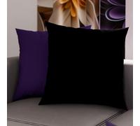 Petti Artesanos Italianos - Par de Fundas de Cojín de Microfibra de 45x45 cm, Cojines Decorativos para Dormitorio, Sofá, Juego de 2 Fundas de Cojín, Funda de Almohada Doble Cara Negra y Morada