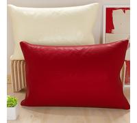 Petti Artesanos Italianos - Par de Fundas de Cojín de Microfibra de 50x30 cm, Cojines Decorativos para Dormitorio, Sofá, Juego de 2 Fundas de Cojín, Funda de Almohada de Doble Cara en Crema y Burdeos