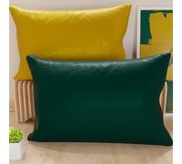 Petti Artesanos Italianos - Par de Fundas de Cojín de Microfibra de 50x30 cm, Cojines Decorativos para Dormitorio, Sofá, Juego de 2 Fundas de Cojín, Funda de Almohada de Doble Cara en Verde Esmeralda