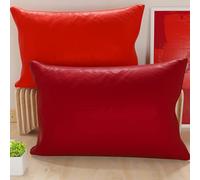 PETTI Artesanos Italianos - Par de Fundas de Cojín de Microfibra de 50x30 cm, Cojines Decorativos para Dormitorio, Cojines para Sofá, Juego de 2 Fundas de Cojín, Funda de Almohada Doble en Rojo y Burd