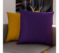 Petti Artesanos Italianos - Par de Fundas de Cojín de Microfibra de 50x50 cm, Cojines Decorativos para Dormitorio, Sofá, Juego de 2 Fundas de Cojín, Funda de Almohada Doble Cara Morado Amarillo Ocre